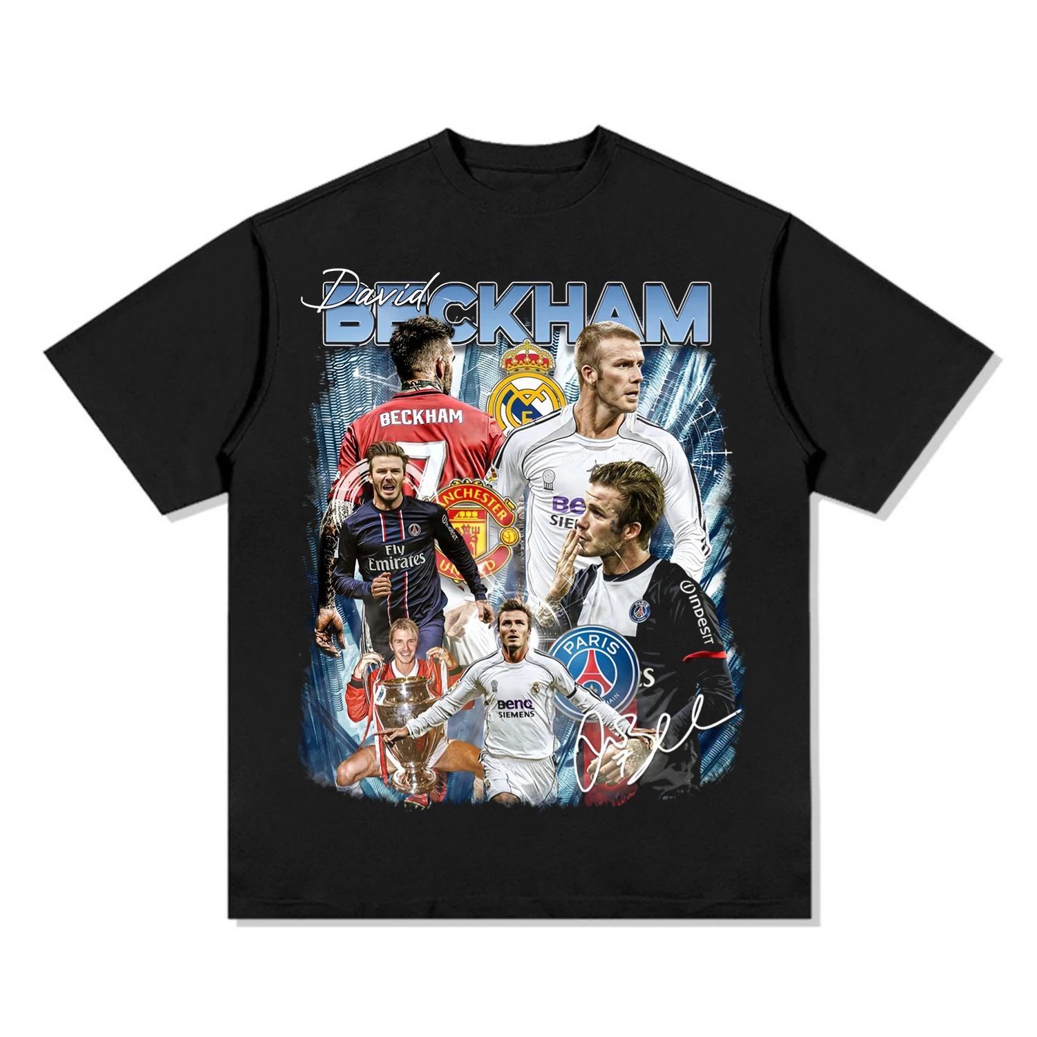 David Beckham Figure printed cotton T-shirt Football Star Commemorative shirt Short sleeve Summer men and women Sports Tees