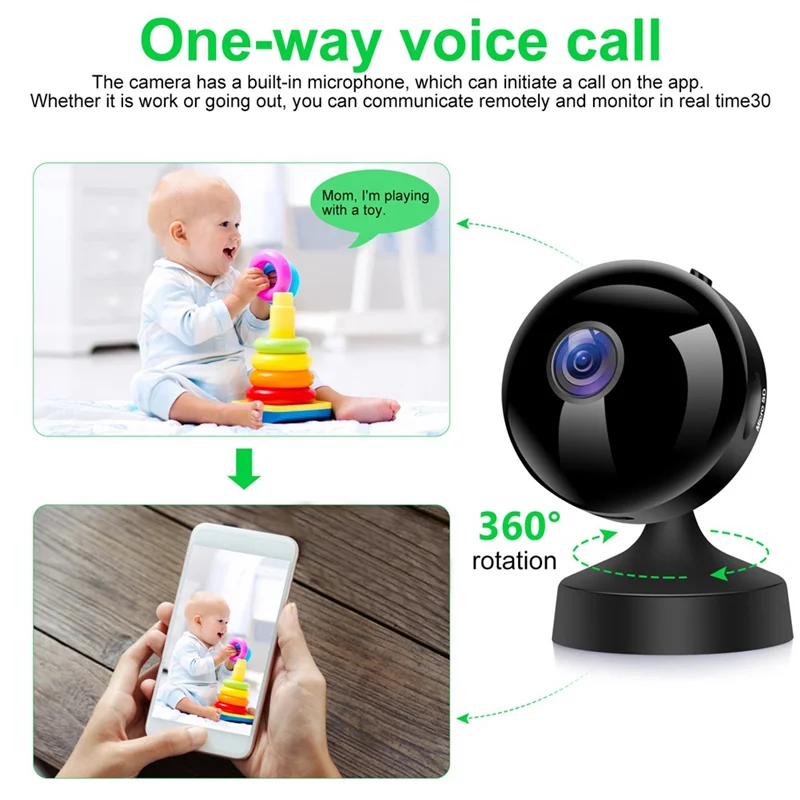 Caméra de sécurité 1080P, Surveillance Wifi, caméra domestique intérieure avec Vision nocturne extérieure