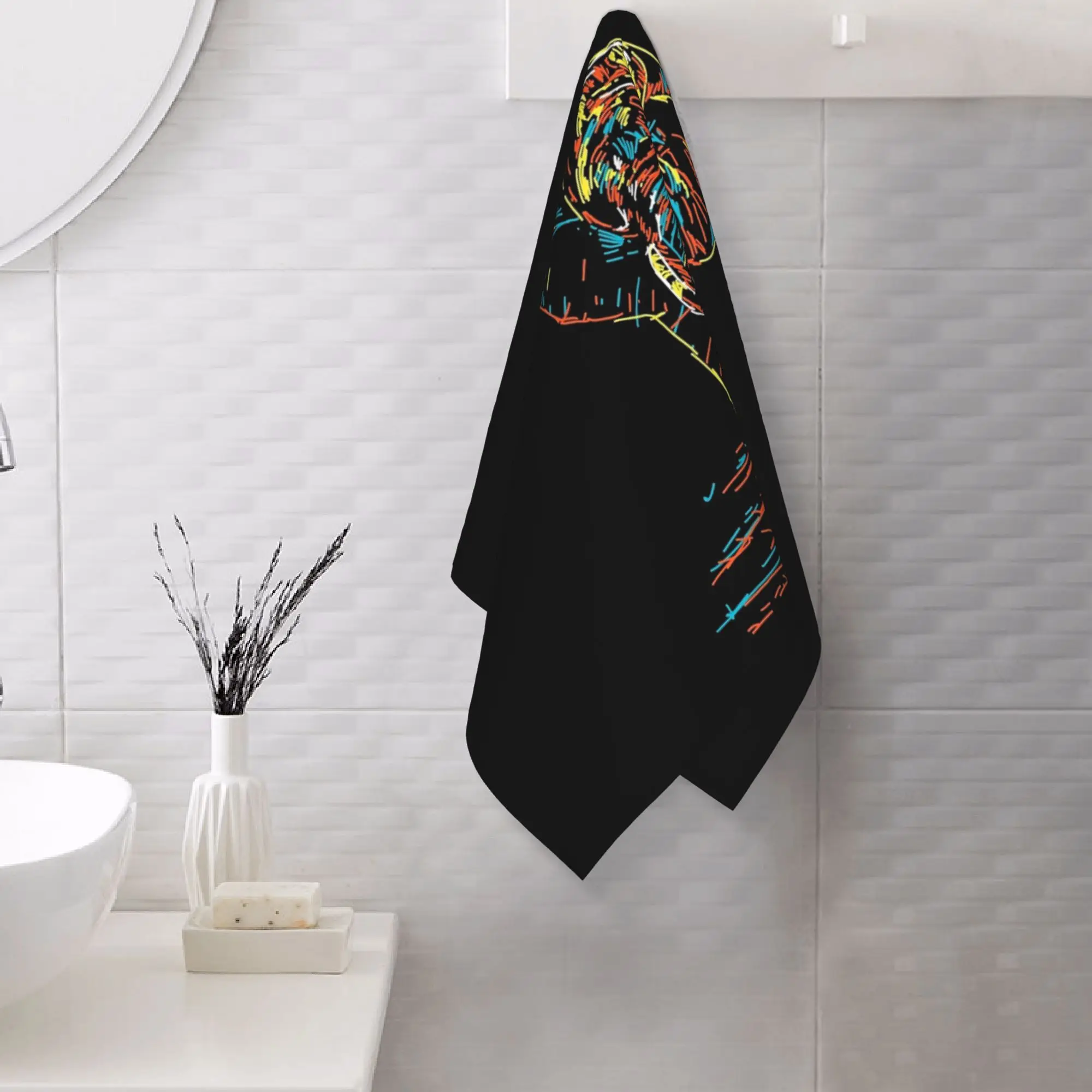 Custom colourful abstract elephant neon illustration Soft Face Towel Quick Dry Pool Bath Cotton Towels Breathable