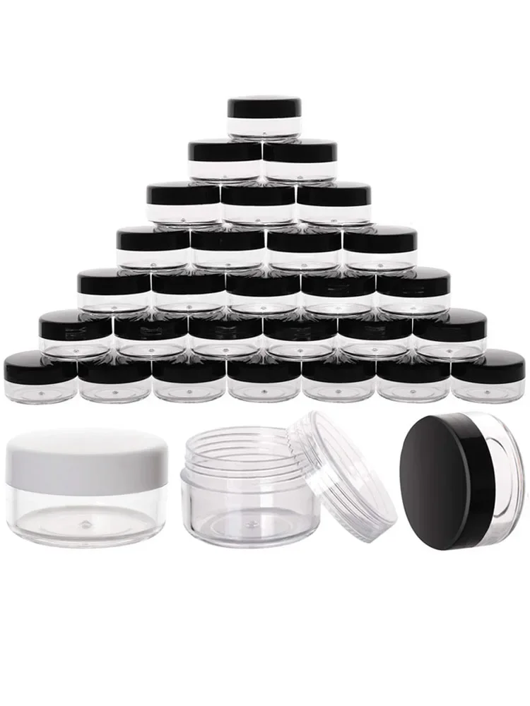 10pcs 5g/10g/15g/20g Empty Plastic Cosmetic Makeup Jar Pots Transparent Sample Bottles Eyeshadow Cream Lip Balm