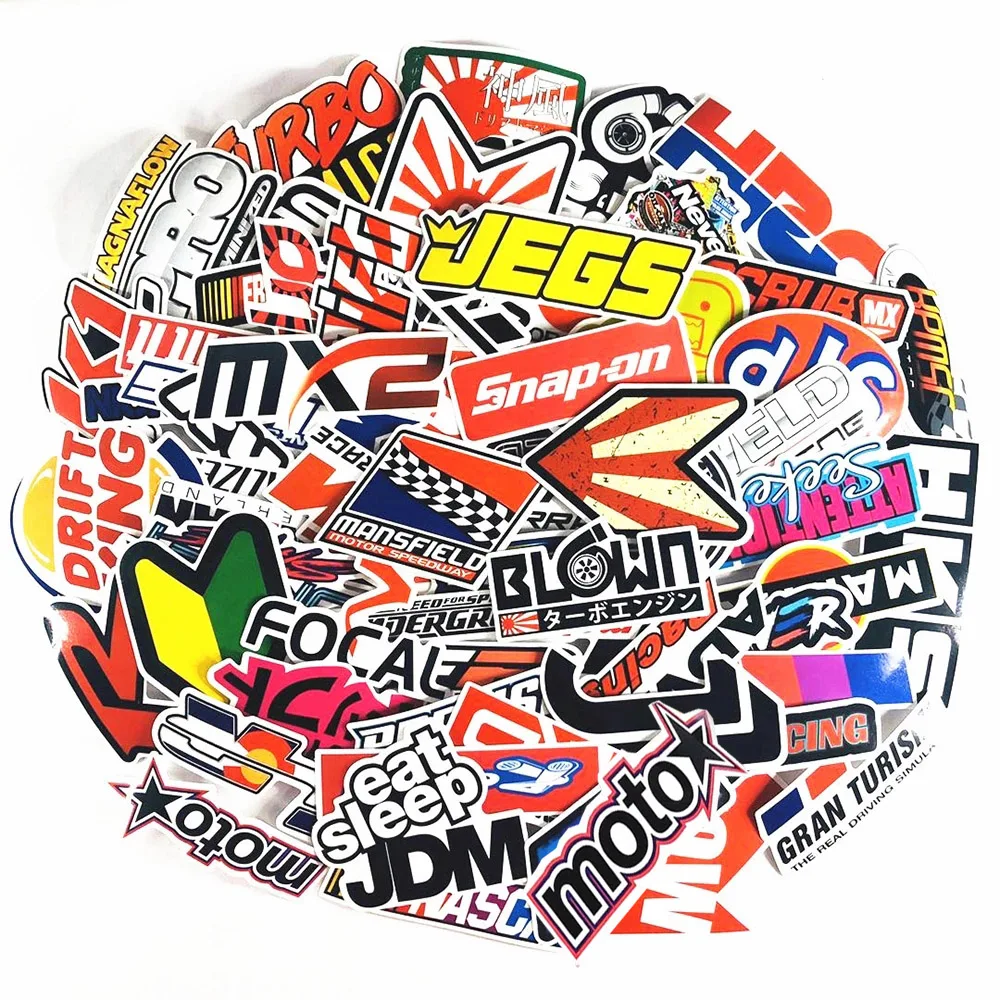 10/30/50/100pcs Cool Car Motorcycle JDM Modification Graffiti Stickers Skateboard Phone Car Luggage Helmet Waterproof Sticker