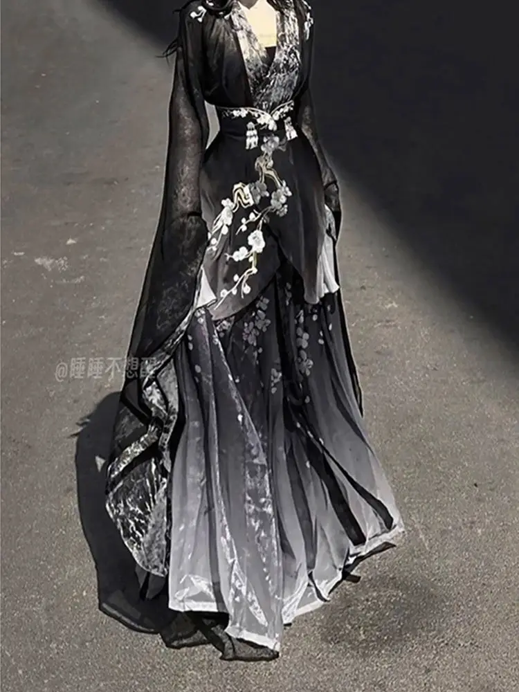 Southern And Northern Dynasties Style Qing Hanfu Heavy Industry Embroidery Waist Skirt Set Martial Arts Jianghu Dress