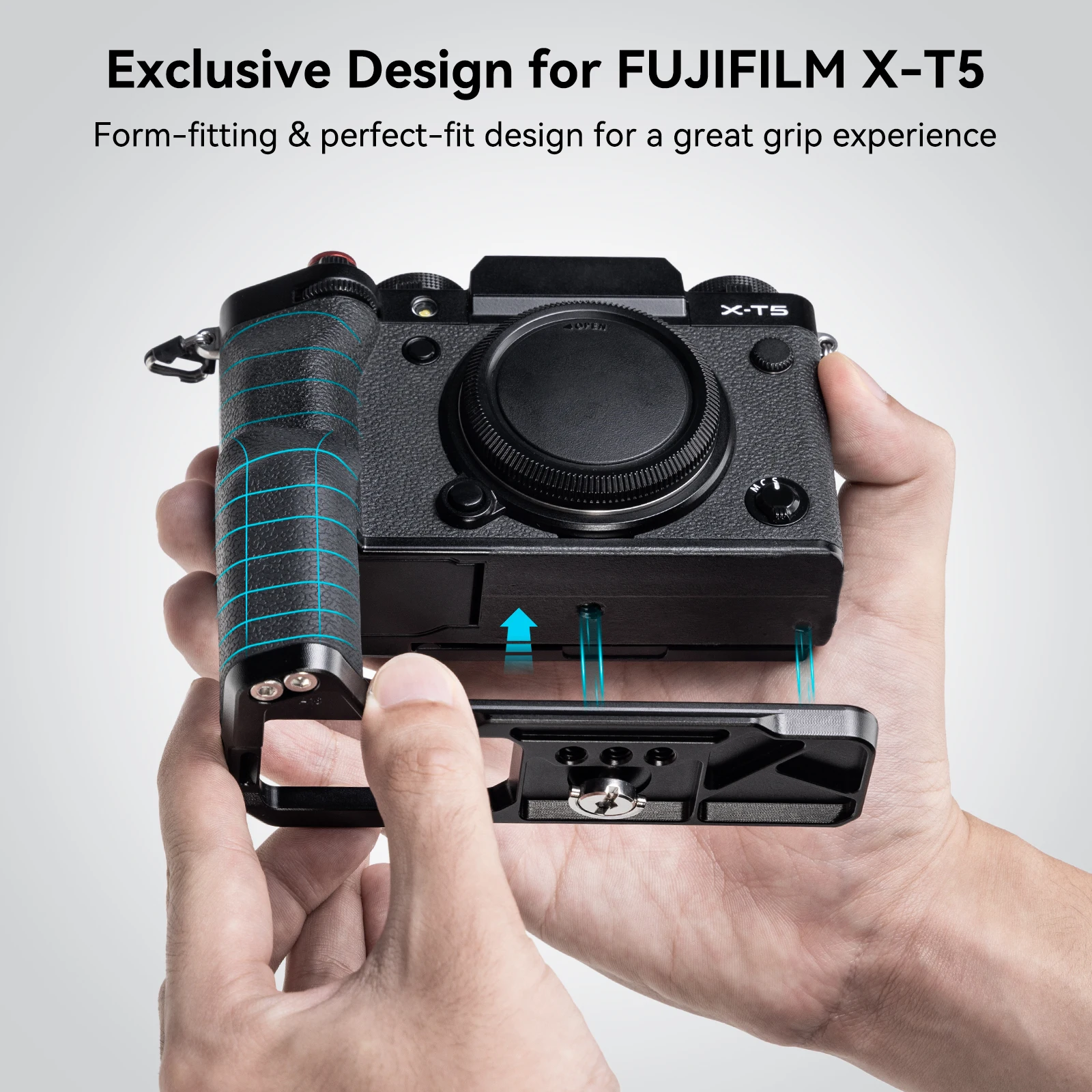 SmallRig Portable L-Shape Grip for FUJIFILM X-T5 (Black) with Silicone Grip and Shutter Button, Lightweight only 79g - 4260