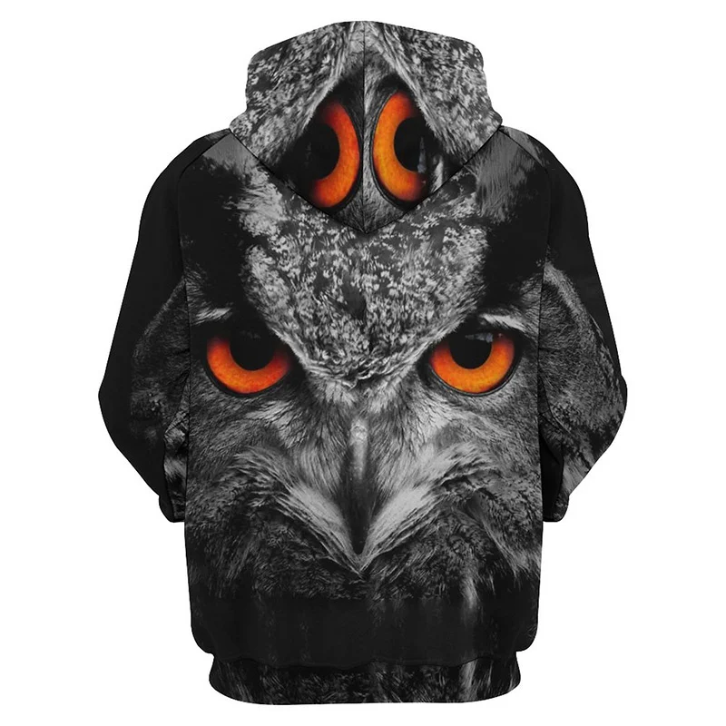 

2023 men's casual Owl pattern 3D personalized customization hoodies, multiple printed hoodies, autumn and winter fashion casual