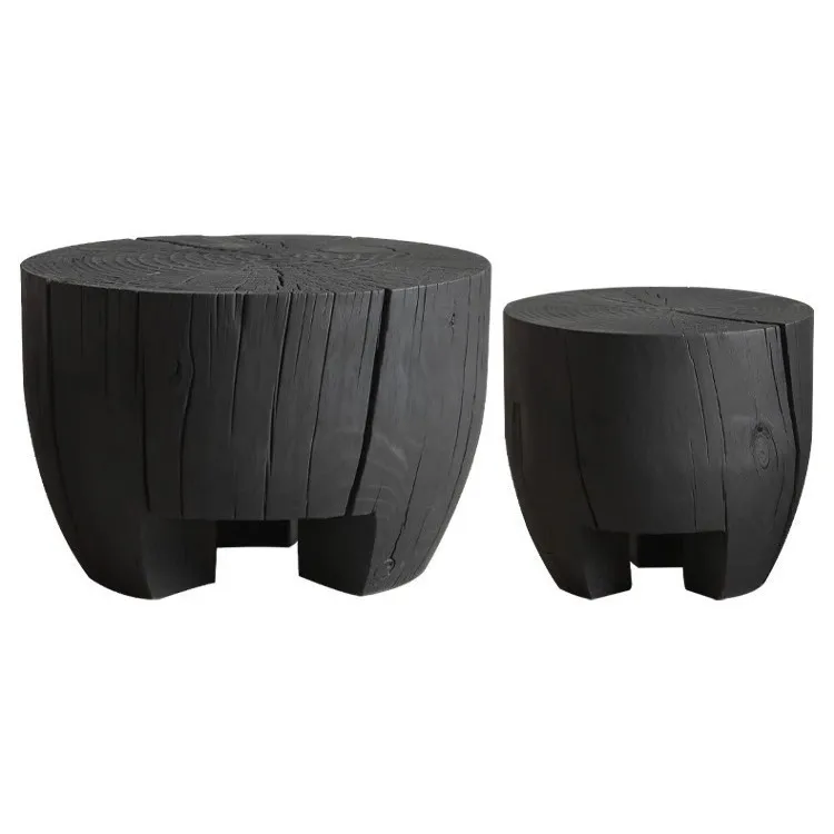 Factory Direct 2026 Wabi Sabi wind coffee table black wooden pier edge few B & B living room coffee table designer furniture sim