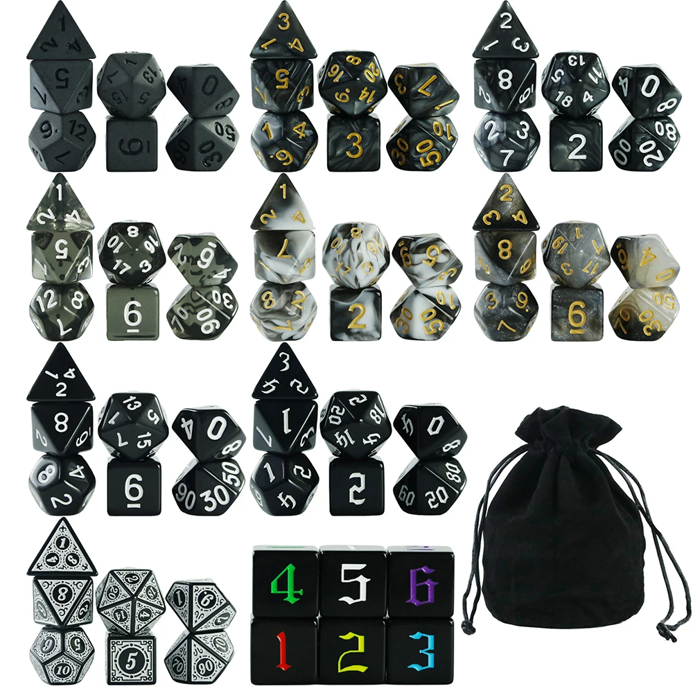 70 Pcs Polyhedral Dice Set with Bag 10 Set DND Game Dice D4-D20 for D&D Role Playing Game,Table Game,Board Games