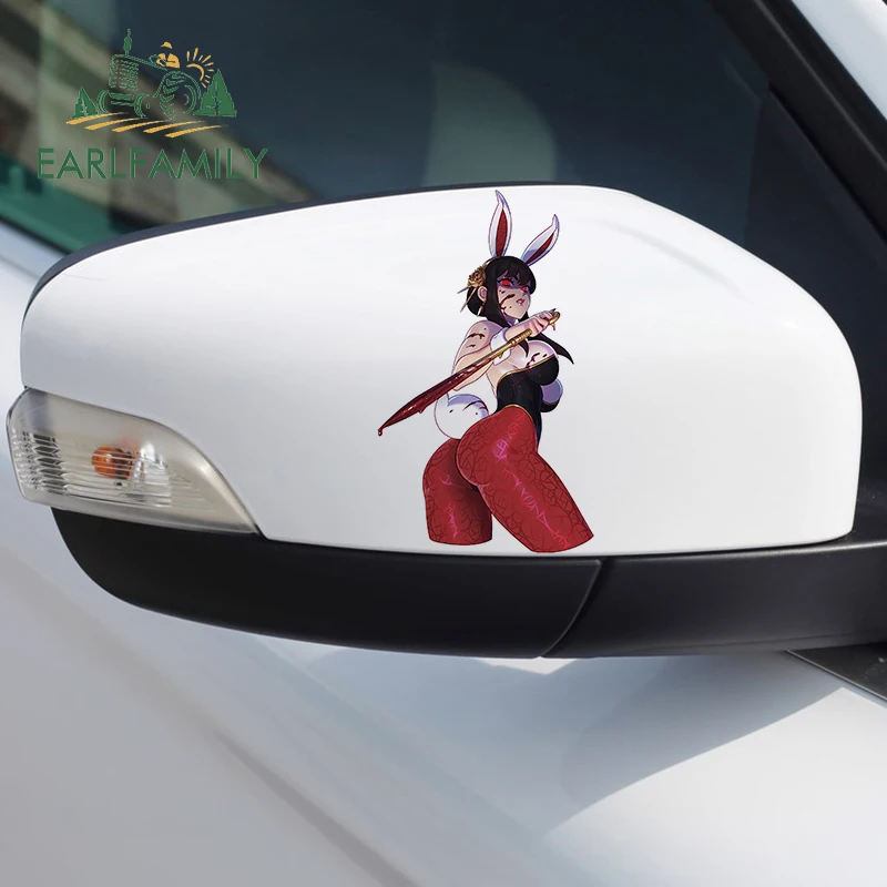 EARLFAMILY 13cm X 7.7cm Bunny Girl Yor Sexy Car Stickers Vinyl Personality Hentai Rearview Mirror Decal Windshield Graffiti