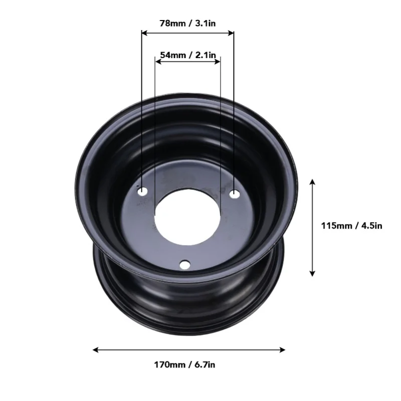 6 Inch Front Wheel Rim 3 Bolts Hole Aluminum Alloy Stylish Look Enhanced Traction Replacement For KD-110GKG-2 KD-49FM5 110cc