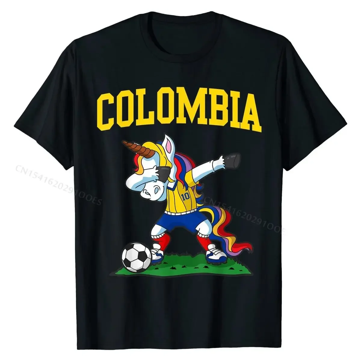 Dabbing Soccer Unicorn Colombia T-Shirt Colombian Football CasualCasual Tops T Shirt Oversized Cotton Mens T Shirt