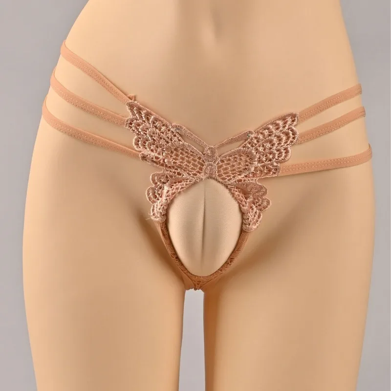 3D Sissy Men Hidden JJ Butterfly Thongs T-Back Panites Male Sexy Lingerie Crossdresser Transgender Underwear Nightwear Briefs