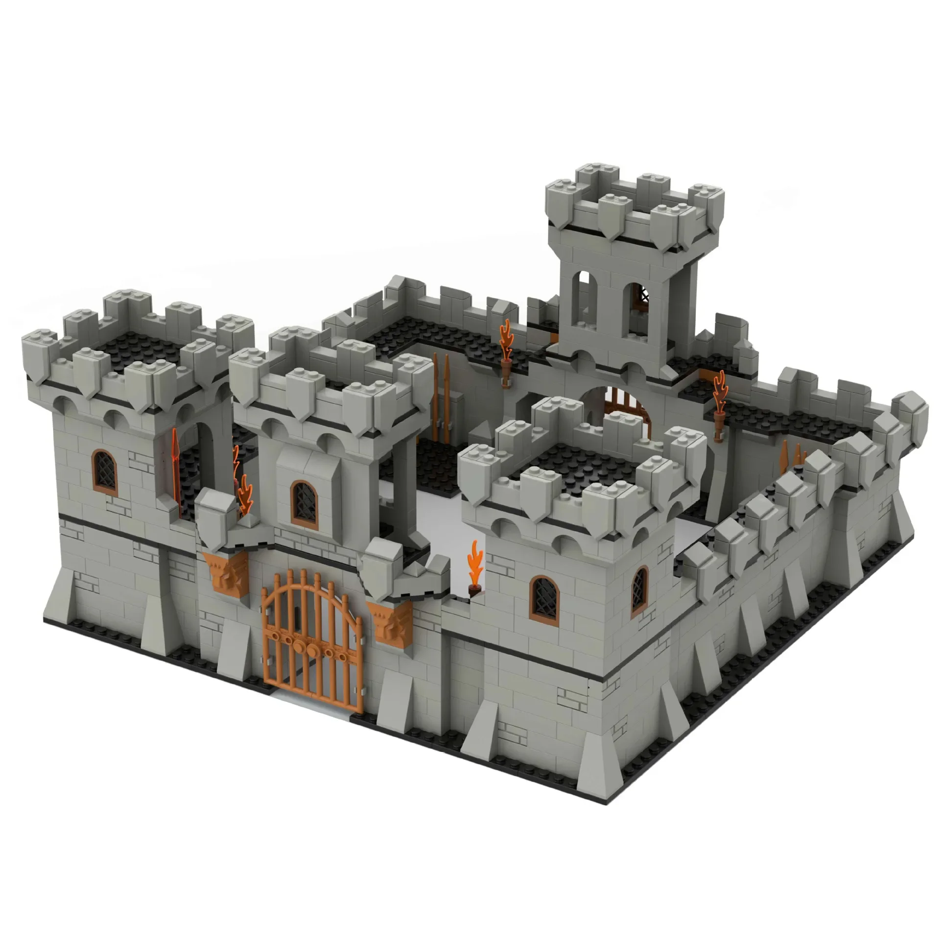 MOC – tour murale de Catle ancienne médiévale, ensemble de blocs de construction, soldats rétro, Base de défense, jouets de ville pour enfants, cadeaux d'anniversaire et de noël