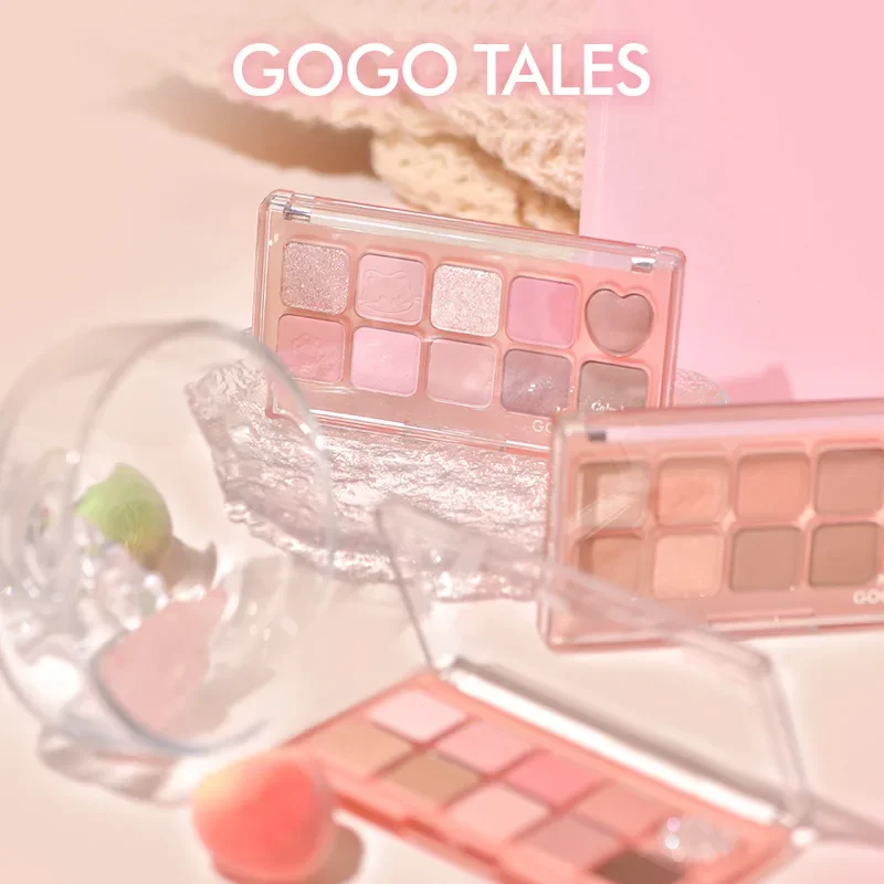 gogotales ten-color eye shadow palette blush highlighter all-in-one caramel pink brown make up palette