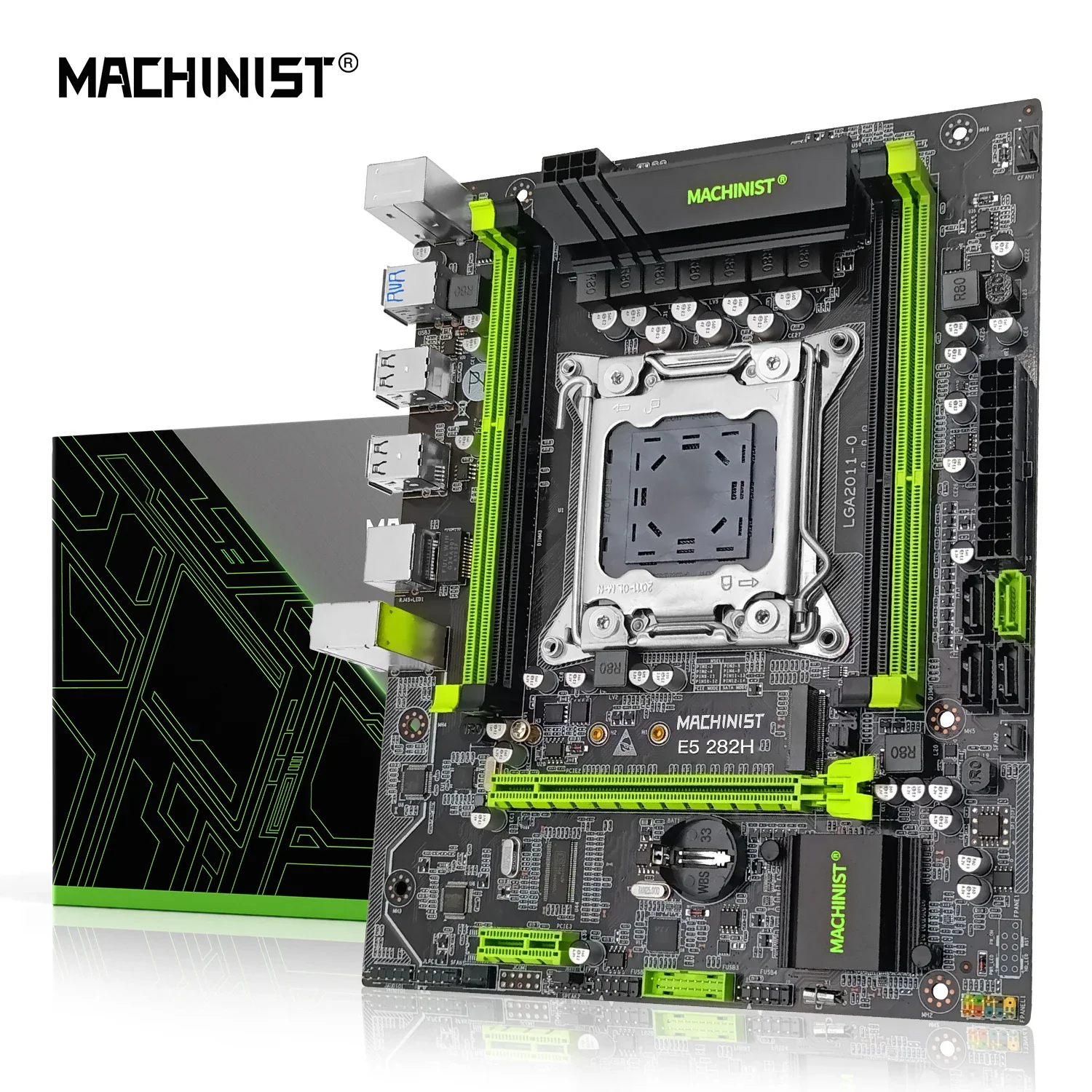 MACHINIST X79 Motherboard LGA 2011 Kit With Xeon E5 2670 V2 Processor CPU 8GB=4G*2 DDR3 ECC RAM NVME M.2 Four Channels X79 282H