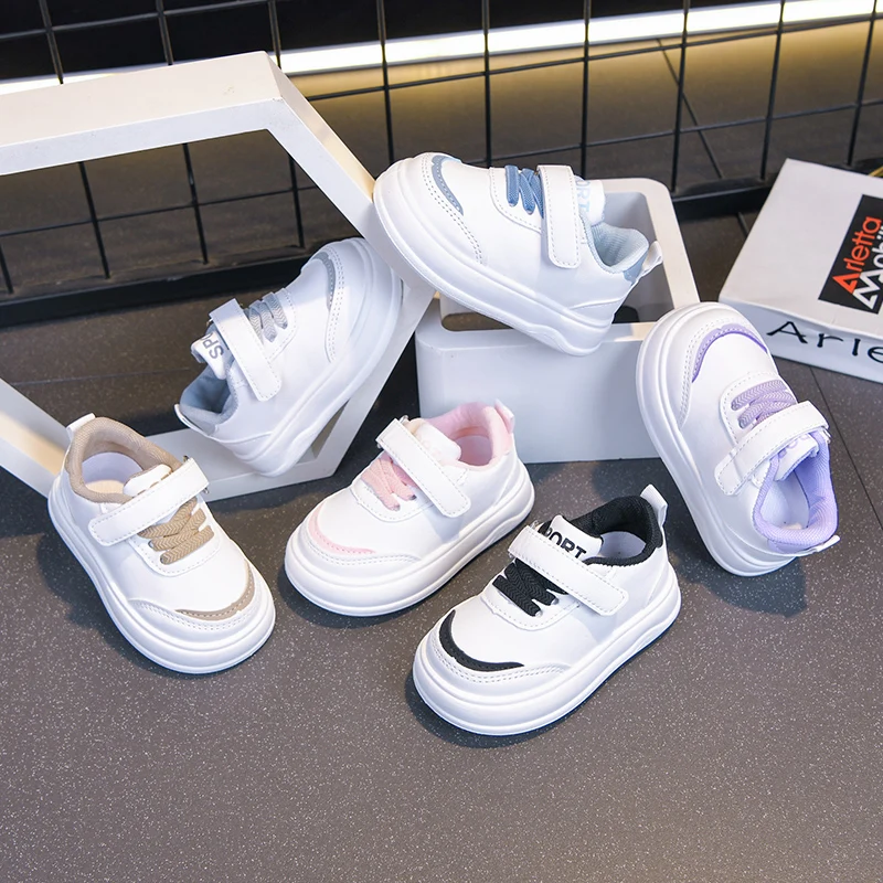 

Детские белые кроссовки для весны и осени, спортивные, нескользящие, легкие, для мальчиков и девочек, с мягкой подошвой, повседневные.