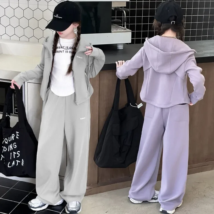 

Baby Girl Clothes Suit Girls Autumn Hoodie Sweatpants Set 2024 Spring and Autumn Hooded Coat Casual Student Pants Two-piece Set