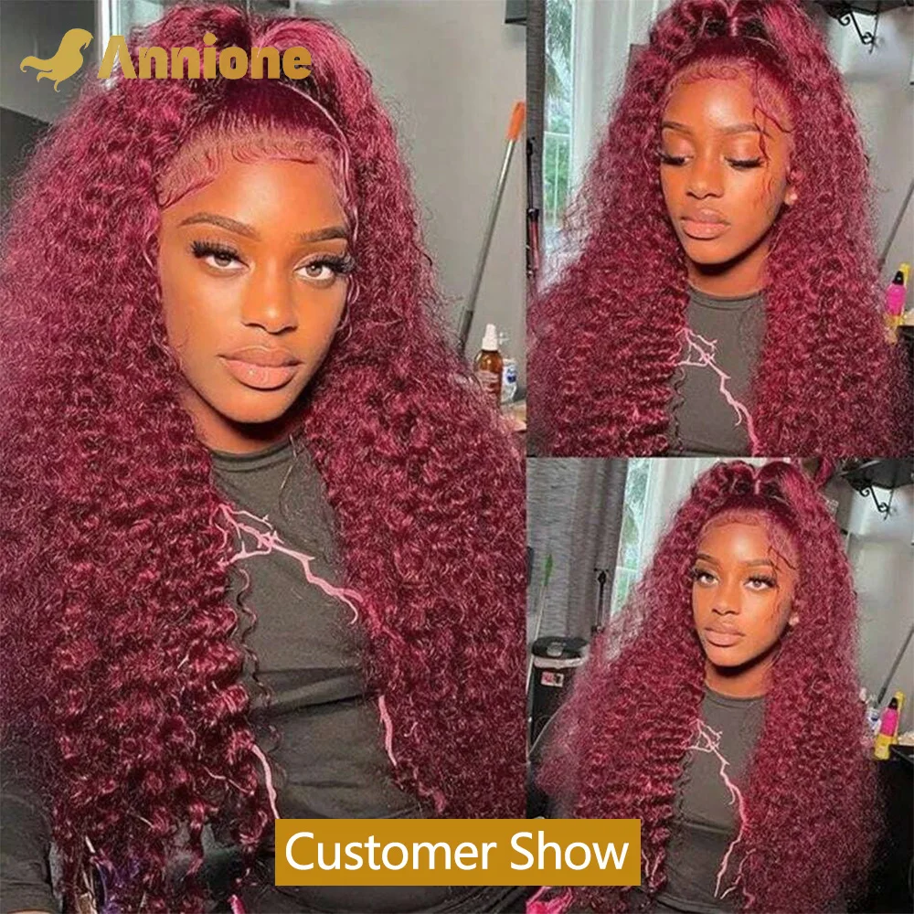 28Inch 99j Burgundy Lace Front Wig Human Hair 200% Density 13x6 Water Wave Lace Front Wigs Human Hair PrePlucked 100% Human Hair