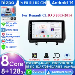 Hizpo 카플레이 4G 360 카메라, 안드로이드 자동차 라디오, 르노 CLIO 3 2005 2014 멀티미디어 비디오 플레이어, GPS 2din 오토라디오 스테레오 DSP