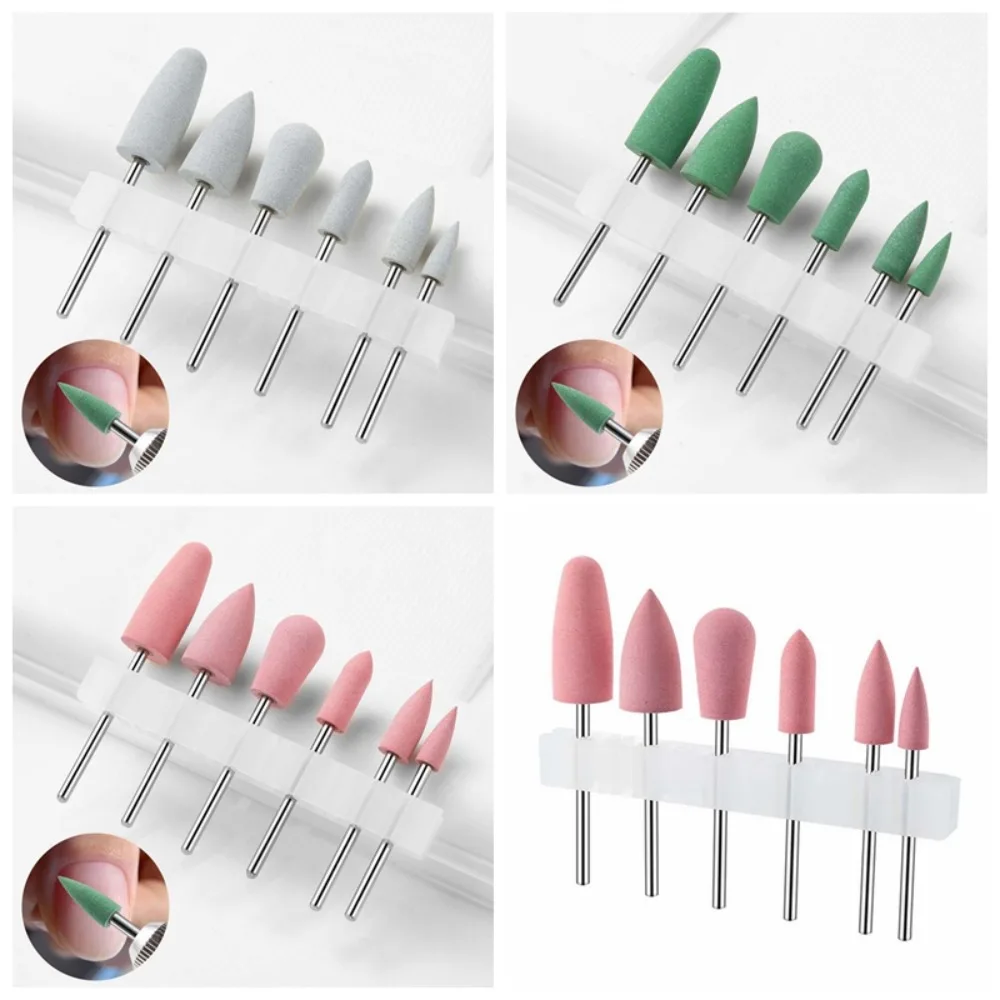 Tête de polissage des ongles en silicone, 6 pièces/ensemble, accessoires pour ponceuse électrique