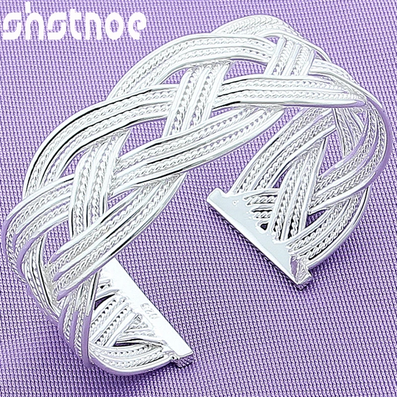 

SHSTONE 925 Sterling Silver Intertwined Braid Bangle Bracelet For Women Lady Engagement Wedding Christmas Charm Fashion Jewelry