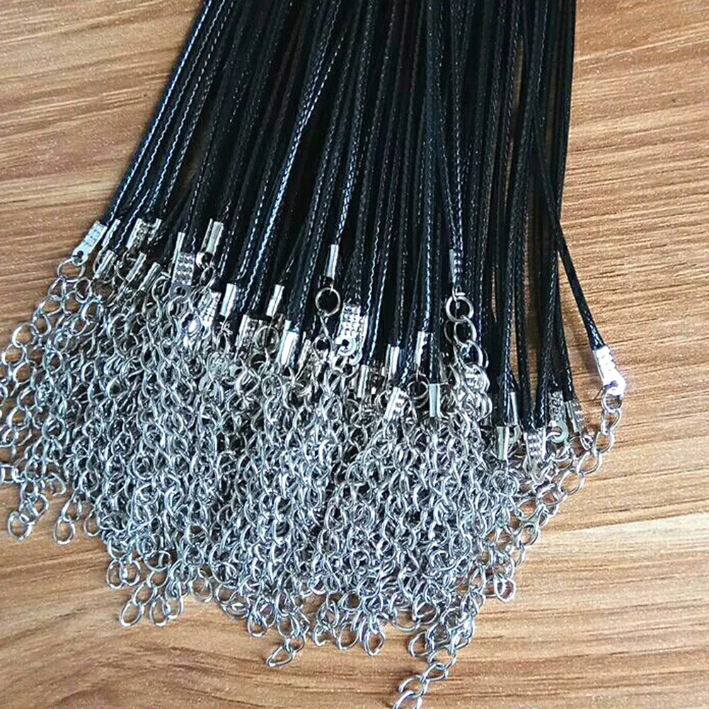 

10Pcs Necklace Cord Imitation Waxed 15Mm Diameter 45Cm Length Lobster Claw Clasp Adjustable Extension Chain for Jewelry
