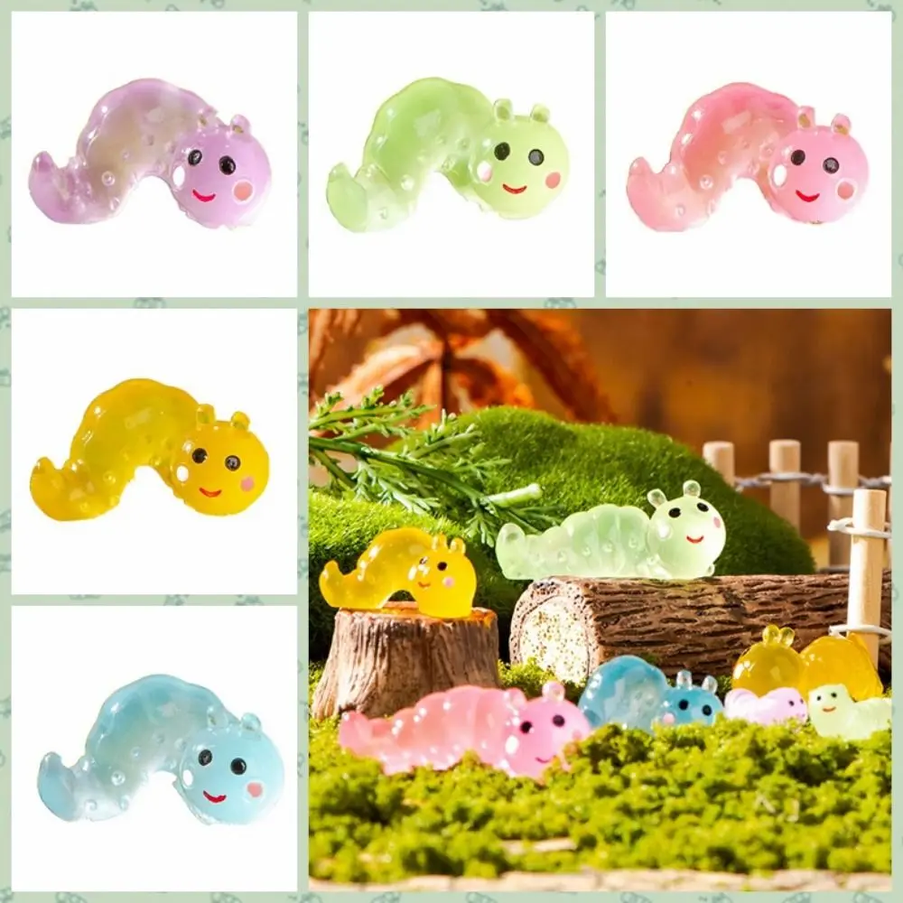 Cute Resin Caterpillar Figurines Luminous Simulation Miniature Caterpillar Decorative Glowing in Dark Caterpillar Home Desk