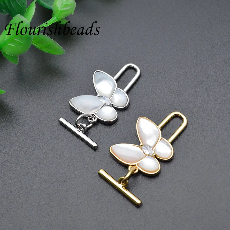 Various Styles Luxury Gold Color Butterfly Shape Shell Oggle OT Clasps Hooks for  DIY Jewelry Findings Accessories 10pcs/lot