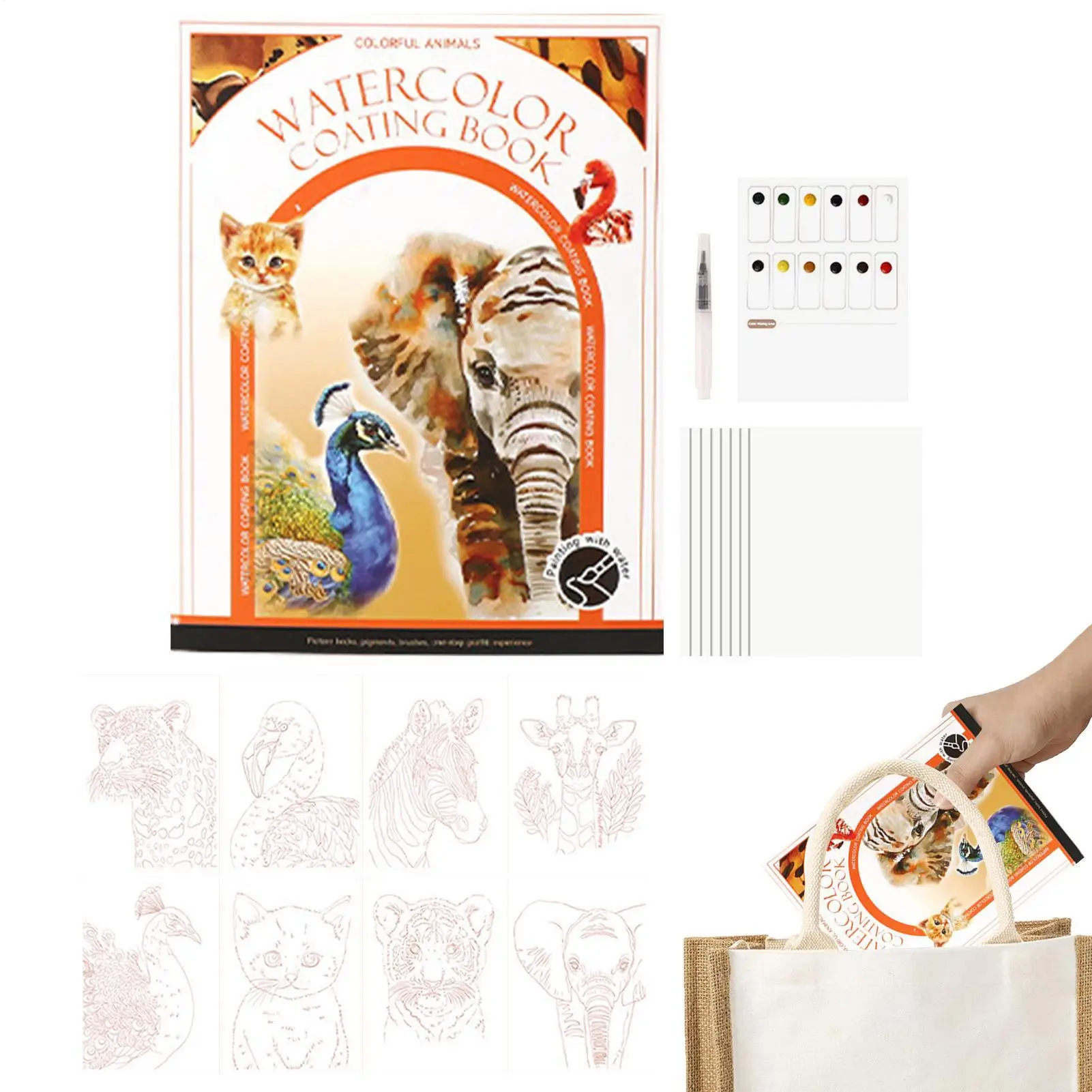 Water Coloring Book 3-Fold Sketchbook Portable Watercolor Painting Book Art Supplies For Beginners Artists Home School Travel