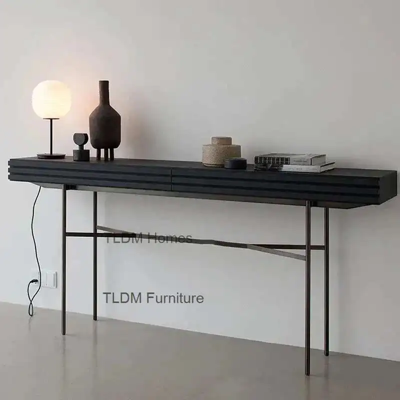 

Italian Solid Wood Console Tables Hallway Porch Cabinet with Drawer Light Luxury Living Room Furniture Designer Home Side Table