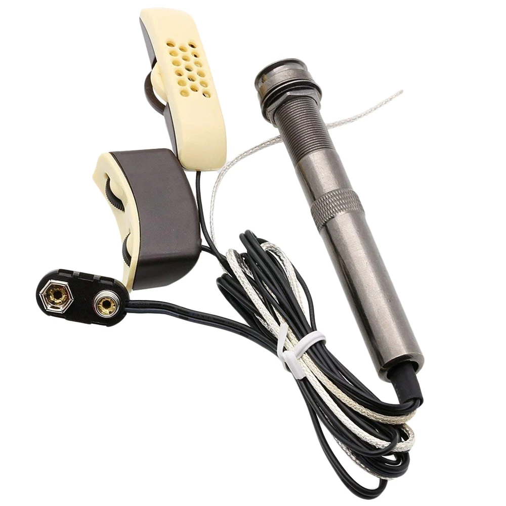 Folk Acoustic Guitar Pickup A-202 Guitar Equalizer Piezo Pickup Amplifier Tuner With 6.35Mm Output Jack (With Microphone)