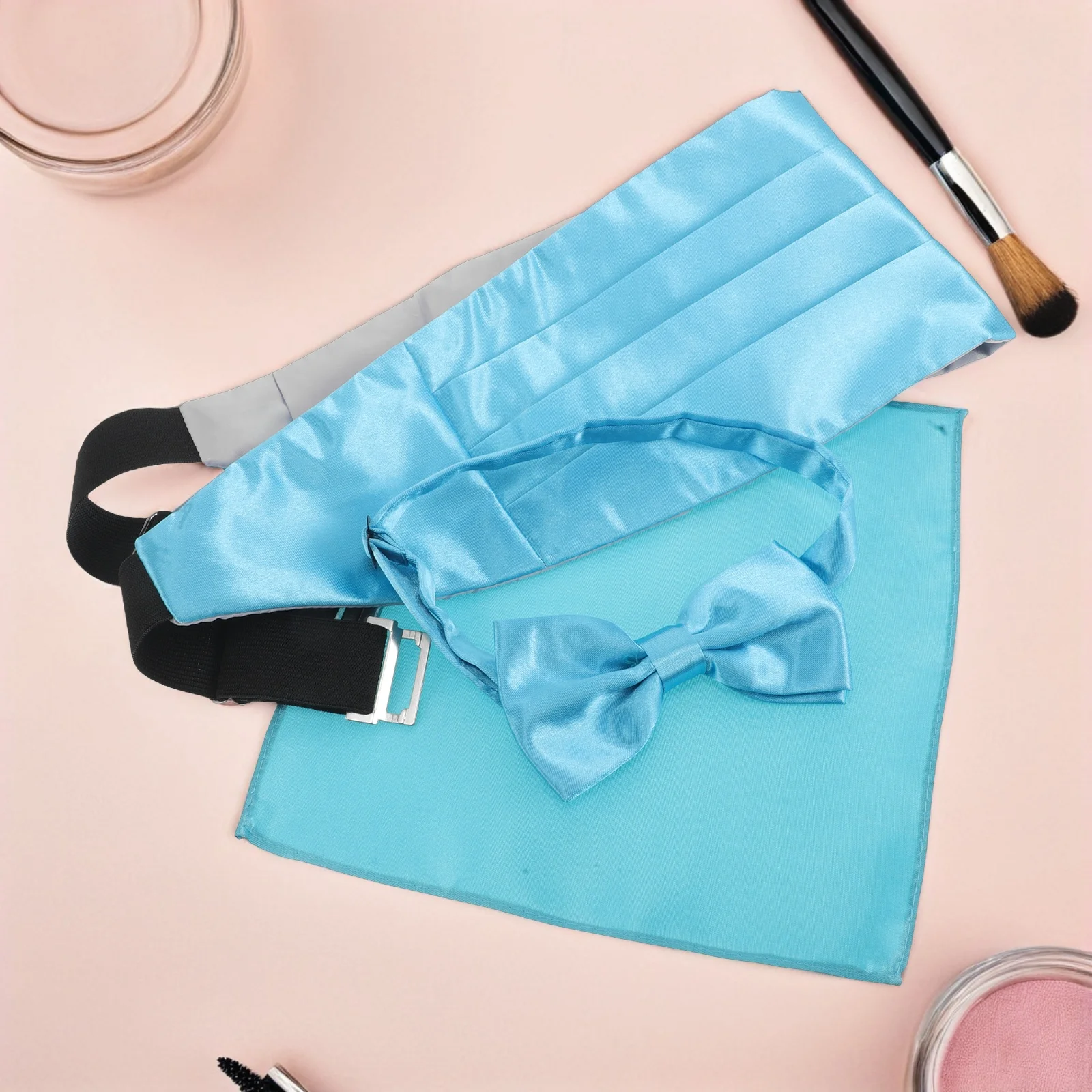 1 مجموعة الرجال الإكسسوارات الرسمية الأزرق Cummerbund ربطة القوس فيونكة جيب مربع حفل زفاف العريس مجموعة أنيقة التصميم الكلاسيكي