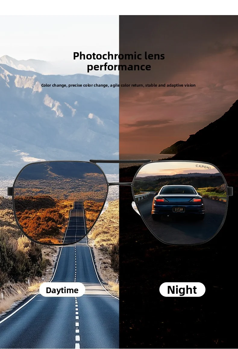 CAPONI Marke Sonnenbrille für Männer polarisierte photo chrome Outdoor-Fahren Sonnenschutz uv400 schützen blend freie Herren brillen bs21027 – Detail 5