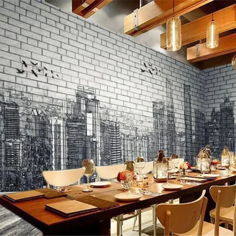 

Custom wallpaper 3d murals European retro city Decorative painting buildings black and white hand painted old street background