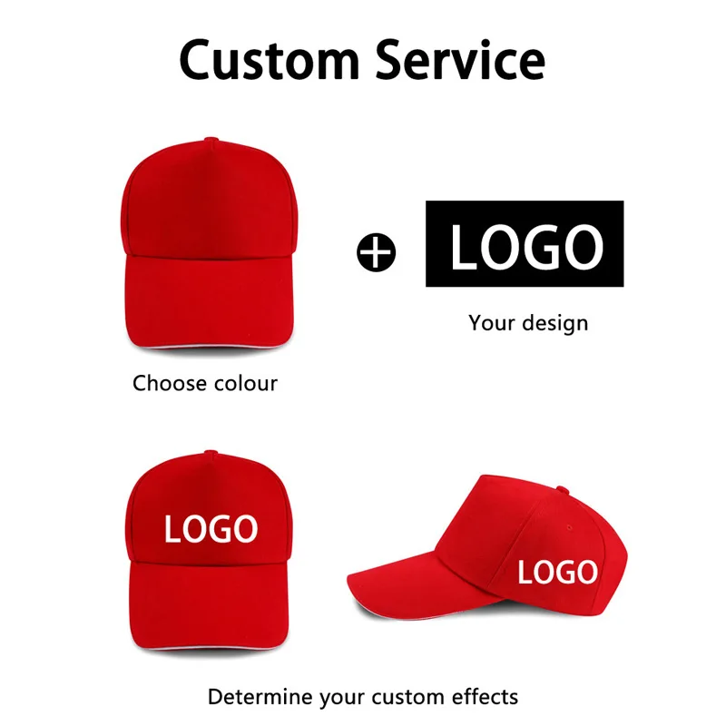 New high-end pure cotton baseball cap custom printed logo for men and women\'s fashionable duck tongue cap DIY design embroidery