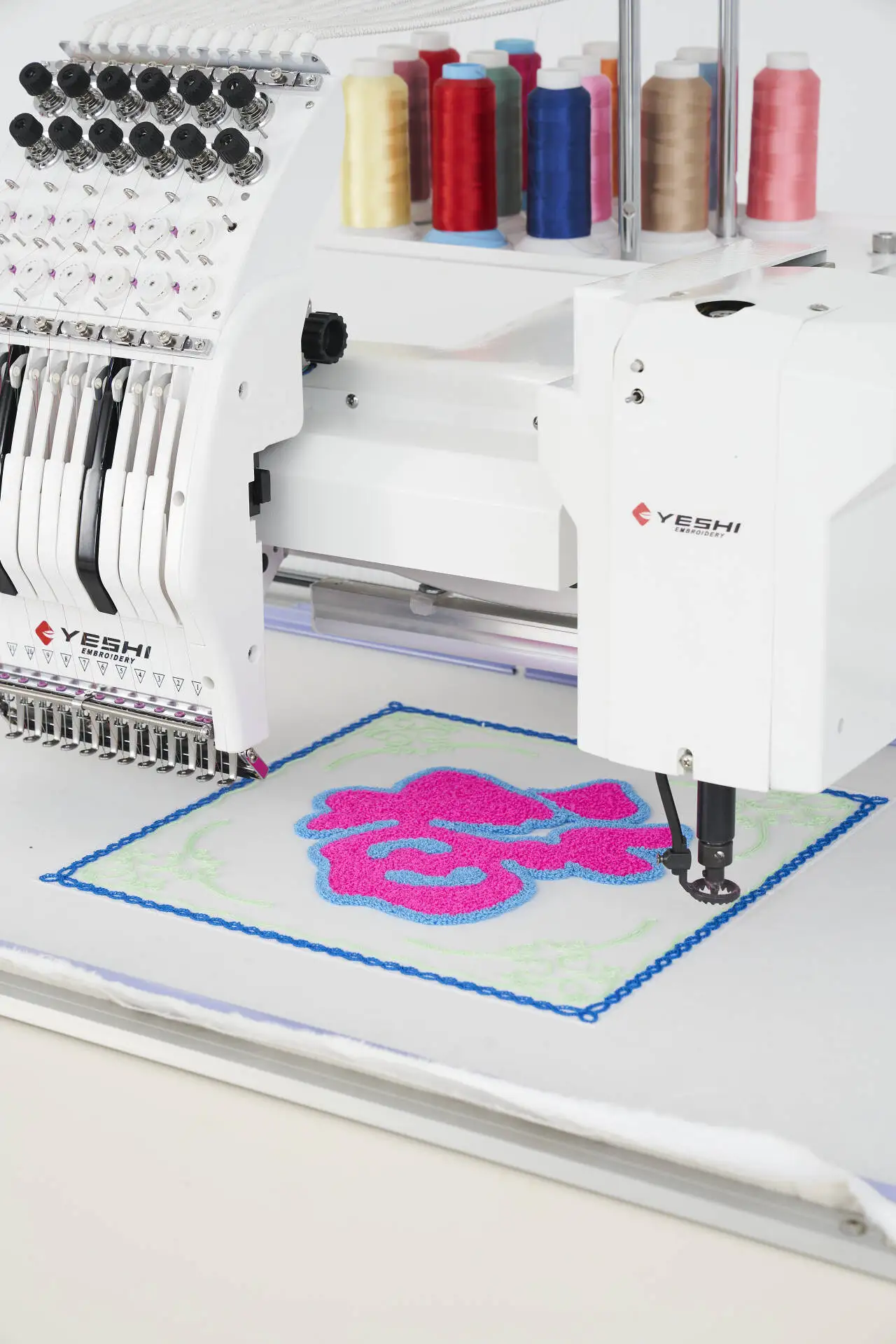 Yeshi Custom Color Automatic Computer Embroidery Machine Mix Head(Flat+Cording) for Embroider Any Flower Shape and Any Color