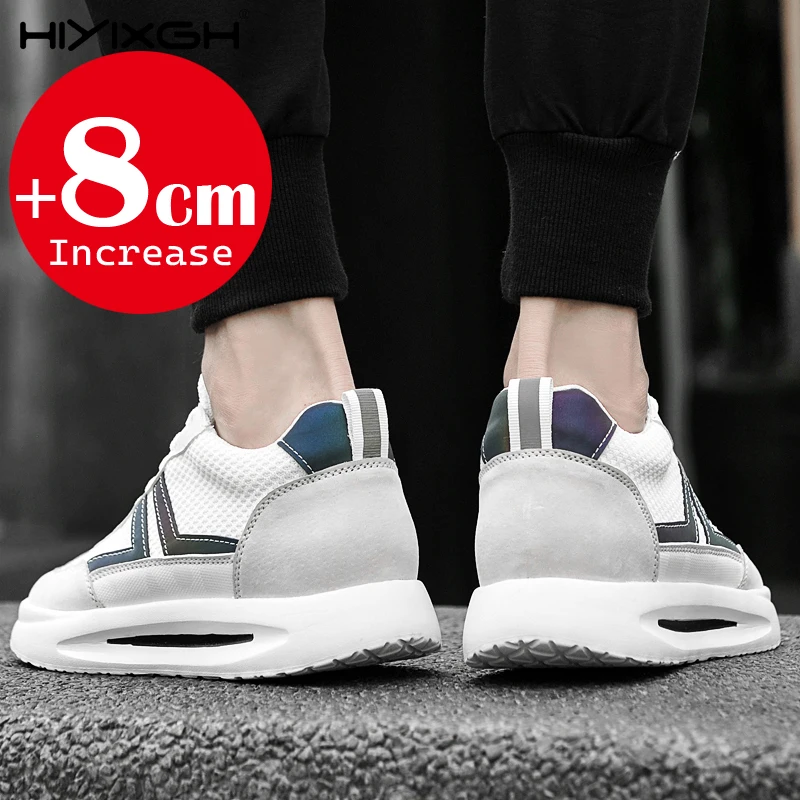 Men's Inner Heightening Shoes Leather Sports Casual Shoes Invisible Height Increasing Shoes Men Sport Elevator 6CM 8CM 10CM