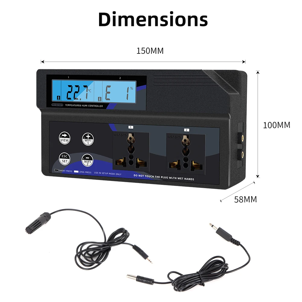 WiFi Digital Temperature Humidity Controller for Household EU Plug 220V Thermostat Control Switch Cooling Heating APP monitoring