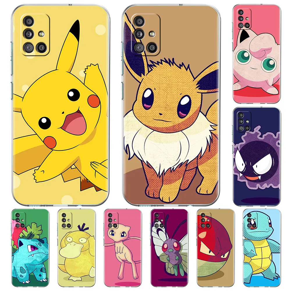 Retro Anime Pokemon Clear Case For Samsung Galaxy A52 A12 A51 A32 A21s A53 A25 A23 A22 A13 A71 A31 A15 A34 A33 A14 Phone Cover