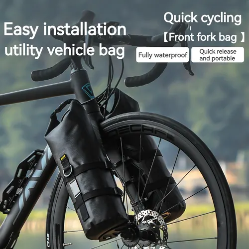 Imagen 2 del producto ENLEE-bolsa para horquilla delantera multifuncional para bicicleta, bolsa impermeable para exteriores, capacidad de 5L, bolsa de viaje de larga distancia para bicicleta de montaña y carretera