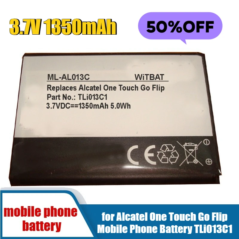 

3.7V 1350mAh for Alcatel One Touch Go Flip Mobile Phone Battery TLi013C1