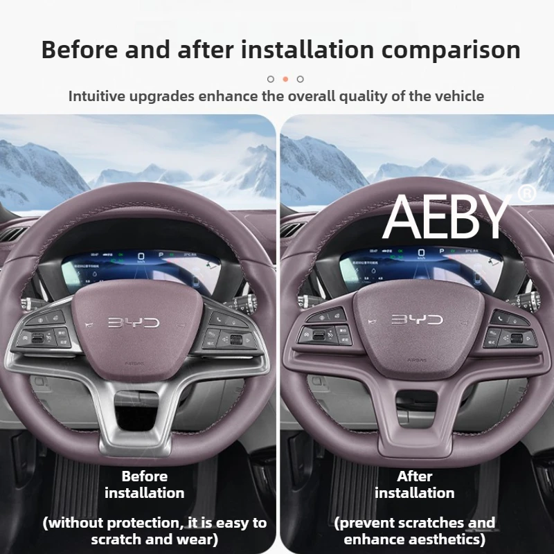 AEBY For BYD Seal U DM-i 2020-2025 Car Steering Wheel Decal Trim, ABS Material Protective Sticker Auto Interior Accessories