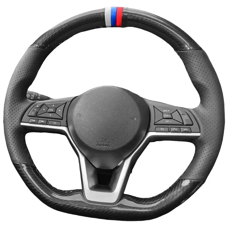 

For Nissan X-Trail Qashqai March Serena Micra Kicks 2017-2019 Altima Teana 2019 DIY carbon fiber Car Steering Wheel Cover