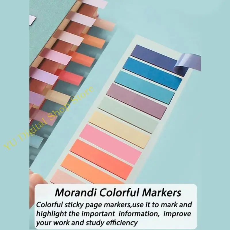 96BA 1200 Sheets Morandi Color Loose Leaf Index Sticky Note Mark Sticker Retro Color