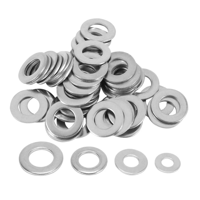 NEW-Metric Washer Mixed (200 Pack) M3 M4 M5 & M6 Form A Thick Flat Washers Stainless Steel