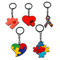 Fashion Cartoon Heart Rainbow Puzzle Pendant Keychain Cute Small Fresh Keyrings for Backpack Car Key Ornament Accessories