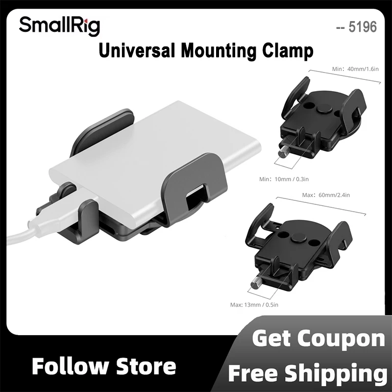 

SmallRig Universal Mounting Clamp for External SSD With Cold Shoe/MagSafe Installation Methods for Samsung T7 T9 SanDisk -5196