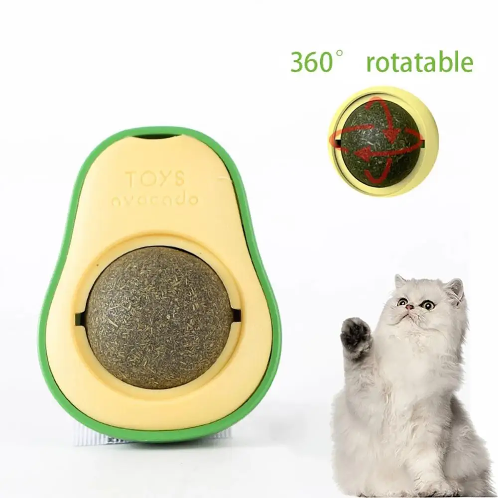 

New Avocado Catnip Wall Ball Cat Toy Catnip Edible Licking Balls Snack Healthy Rotatable Treats Toy Kitten Playing Cat Supplies