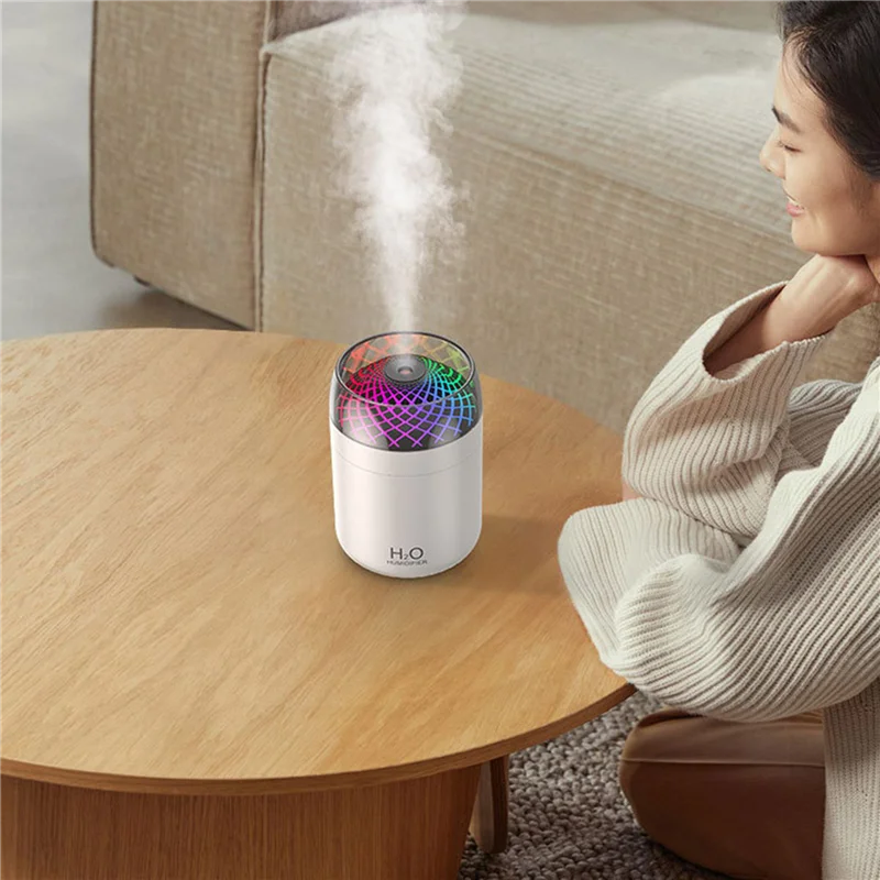 

ABUP-2X Glass Cup Humidifier Colorful Light Bedside Table Decoration Night Light Usb Large Mist Humidifier White