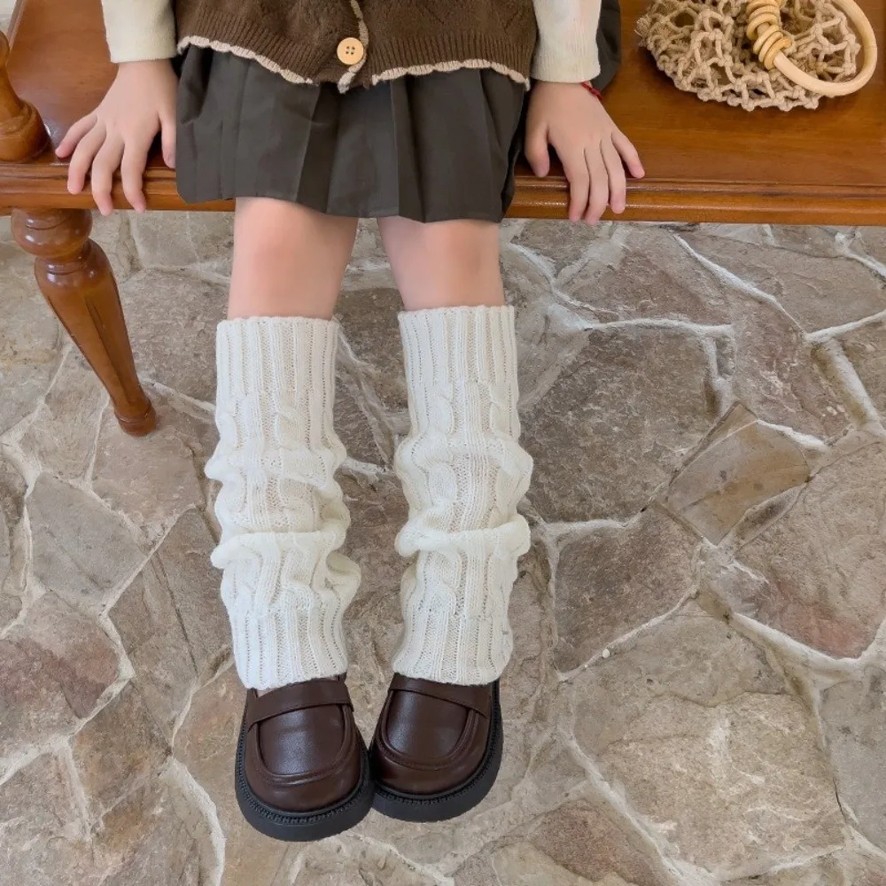 New Solid Color Leg Warmers Knitted Lolita Middle Tube Socks Thickened Boot Covers Autumn and Winter