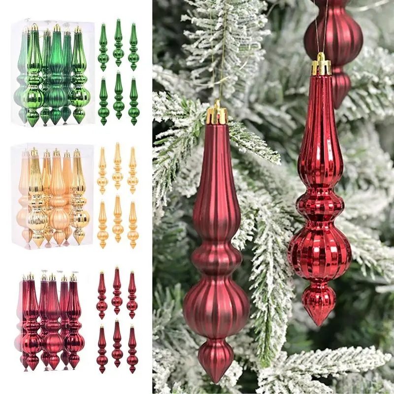 Christmas Finial Ornaments 6X Finials Drop Decorations Indoor Outdoor Decors Holiday Decoration For Mantel Tree Wedding