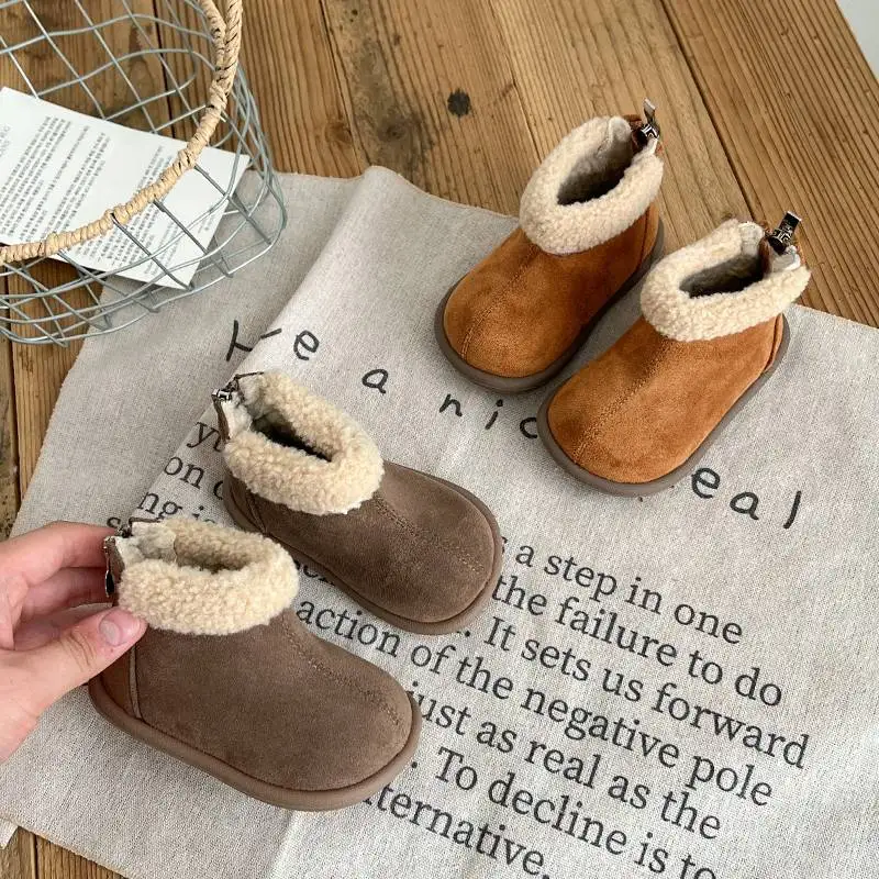 Children's winter ankle boots - Fur-lined side-zip snow boots - Anti-slip rubber sole - Suitable for outdoor play in winter.